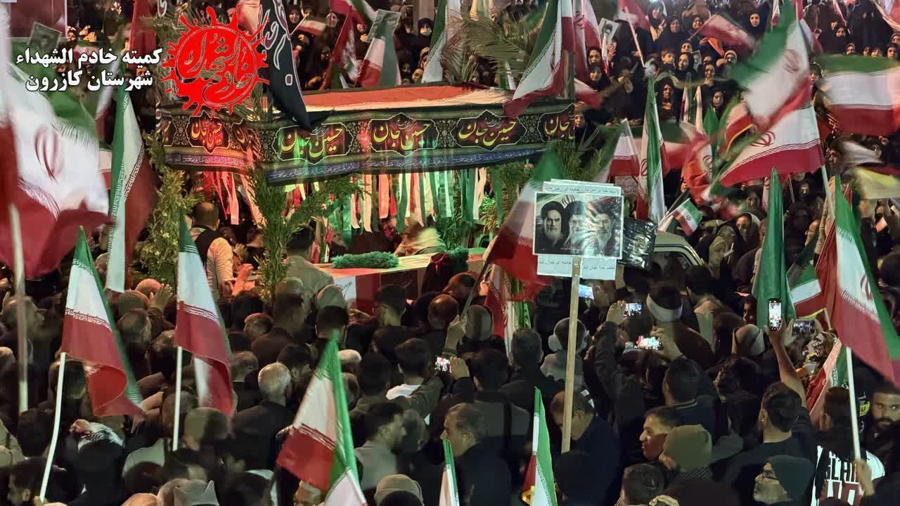  آیین وداع با پیکر مطهر شهید داراب جوکار در کازرون